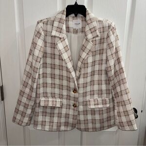 Le Lis Women's Checkered Blazer - Cream and Brown